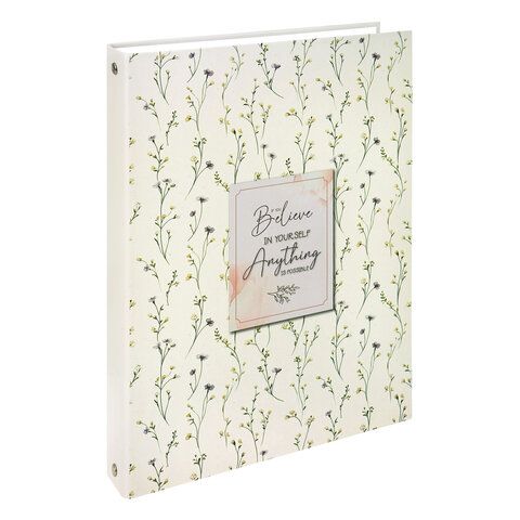 Тетрадь на кольцах БОЛЬШАЯ А4, 215х305 мм, 100 л., твердый картон, клетка, BRAUBERG, "Цветы", 405412