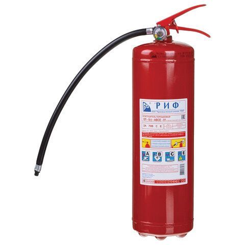 Огнетушитель порошковый ОП-5, АВСЕ (твердые, жидкие, газообразные, электрические) закачной, индивидуальный короб, РИФ