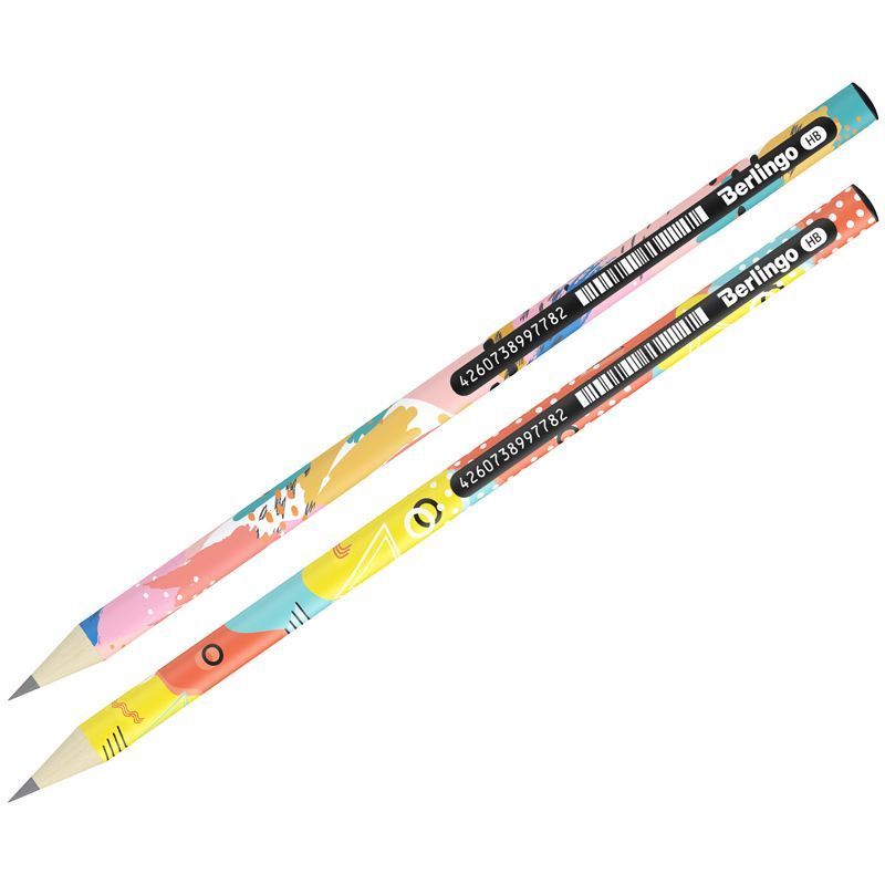 УЦЕНКА - Карандаш ч/г Berlingo "Memphis" HB, круглый, заточен., ассорти