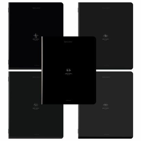 Тетрадь А5, 48 л., BRAUBERG, скоба, клетка, SoftTouch, "Ритм", (микс в спайке), 405331