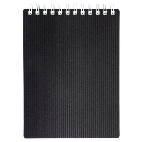 Блокнот МАЛЫЙ ФОРМАТ А7, 80 л., гребень, обложка пластик "VELVET", клетка, HATBER, черный, 081561, 80Б7В1гр_01601