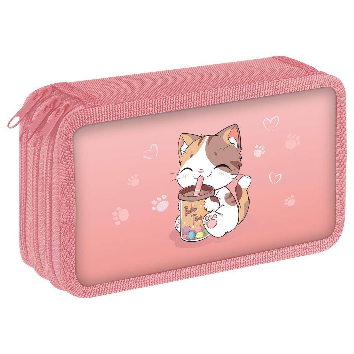 Пенал 3 отделения, 190*110 ArtSpace "Kitty with a mug", ламинированный картон, фольга