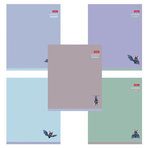 Тетрадь А5 48 л., HATBER скоба, клетка, Soft-touch ламинация, "Мышонок Creepy" (микс в спайке), 092145, 48Т5лВ1