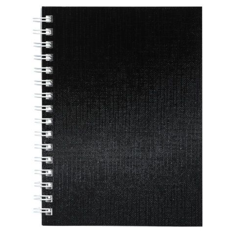 Блокнот МАЛЫЙ ФОРМАТ А6, 80 л., гребень, бумвинил "METALLIC", клетка, HATBER, черный, 086310, 80ЗК6бвВ1гр