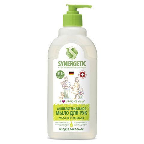 Мыло жидкое антибактериальное 500 мл SYNERGETIC "Мелисса и ромашка", 105061 