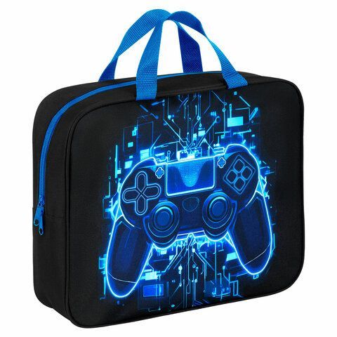 Папка на молнии с ручками BRAUBERG KIDS А4, 1 отделение, полиэстер, 80 мм, Digital gamepad, 273316