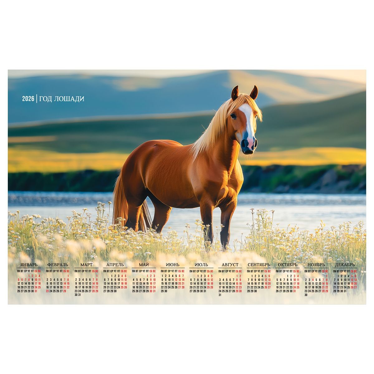 Календарь настенный листовой А1, 590*900 мм BG "Символ года", 2026г