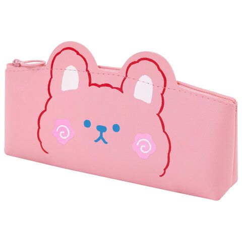 Пенал ЮНЛАНДИЯ ЮНИОР, 1 отделение, искусственная кожа, Pink bear, 20х9х7 см, 273818