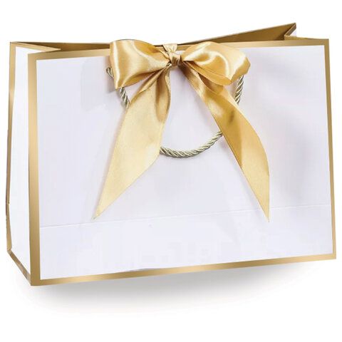 Пакет подарочный (1 штука) 35x10x30 см, "Golden Edge", с лентой, ЗОЛОТАЯ СКАЗКА, 700861