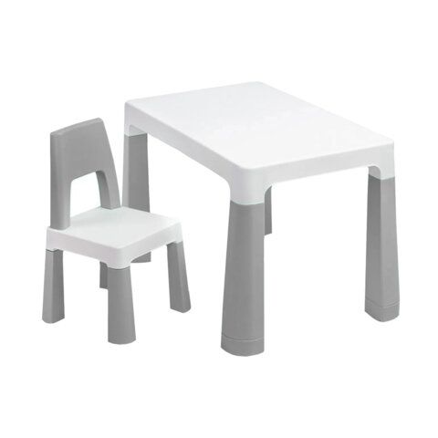 Стол детский + стул BRABIX KIDS CS-003, 2-7 лет, пластик белый + серый, 533292