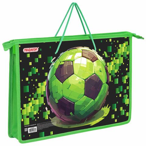 Папка на молнии с ручками ПИФАГОР А4, 1 отделение, пластик, ручки-шнурок, "Offline", 273354