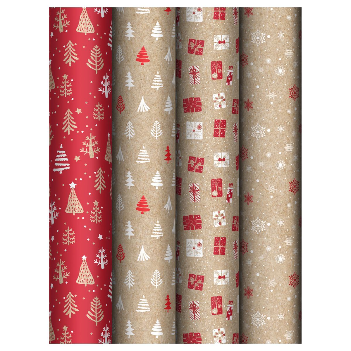 Упаковочная бумага крафт 70*100см, MESHU "Craft NY pattern", 70г/м2, ассорти 4 дизайна