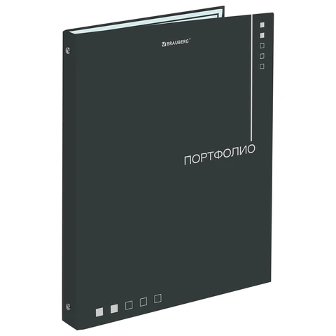 Папка-портфолио универсальная, 4 кольца, 20 файлов, 7БЦ матовая, BRAUBERG "Minimalism", 117553