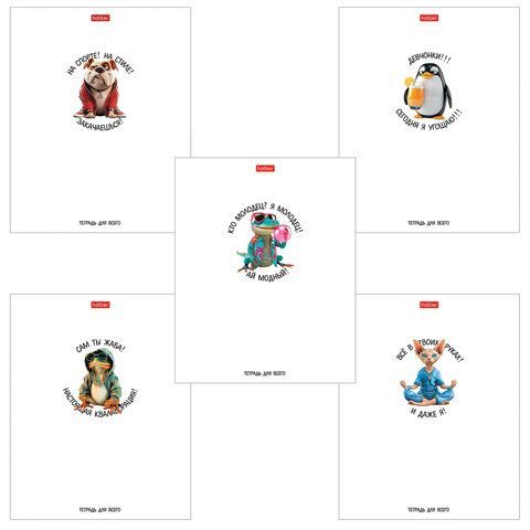 Тетрадь обложка пластик, А5, 48 л., скоба, клетка, тиснение, HATBER "Кто круче?" (микс в спайке), 48Т5В1пл