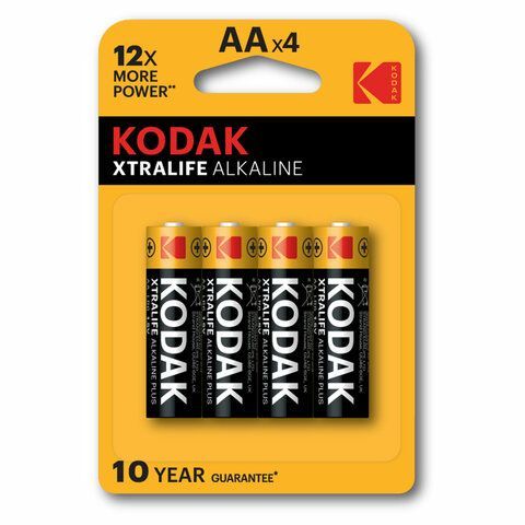 Батарейки алкалиновые "пальчиковые" КОМПЛЕКТ 4 шт., KODAK Xtralife Alkaline, АА (LR6, 24А), блистер, Б0014328 Батарейки алкалиновые "пальчиковые" КОМПЛЕКТ 4 шт., KODAK Xtralife Alkaline, АА (LR6, 24А), блистер, Б0014328