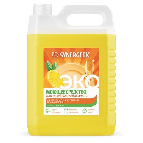 Гель для мытья посуды в посудомоечных машинах 5 л, SYNERGETIC, биоразлагаемый, ЭКО, 95 