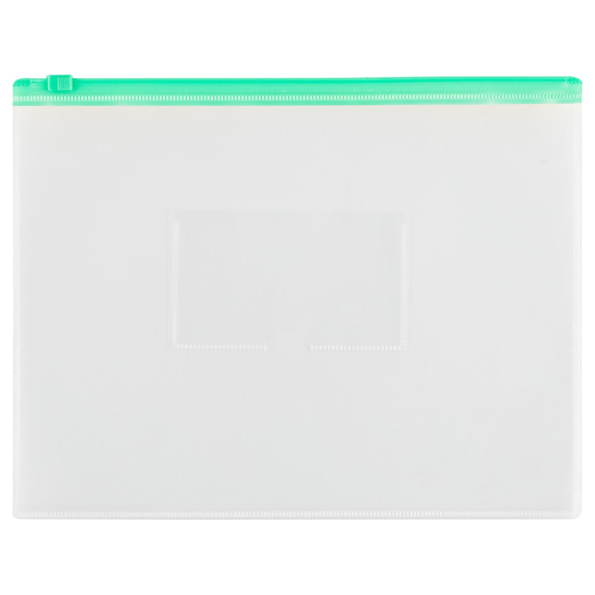 Папка-конверт на zip-молнии СТАММ А5, полипропилен, 150мкм, прозрачная, карман, молния зеленая