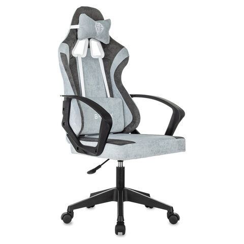 Кресло компьютерное BRABIX ''Forcer GM-127'', 2 подушки, ткань, серое/светло-голубое, 533214