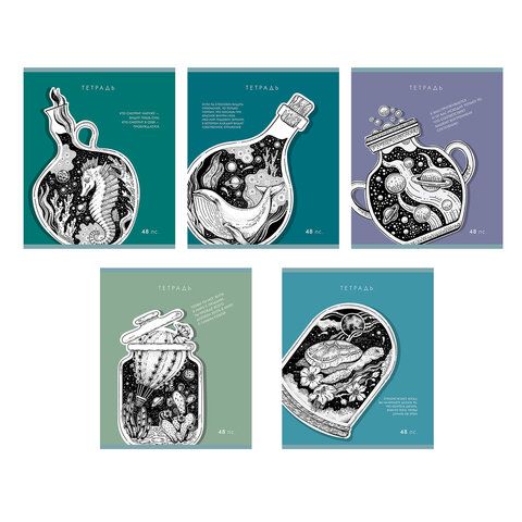 Тетрадь А5 48 л., ПЗБМ скоба, клетка, Soft-Touch, брайль, "Внутренний мир" (микс в спайке), 23409