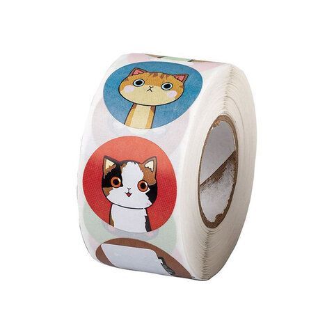 Наклейки декоративные в рулоне "Котики", диаметр 25 мм, 500 шт, CENTRUM, 81250