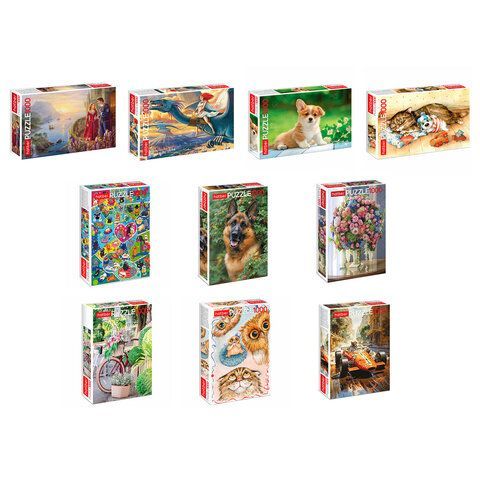 Пазл картонный 1000 элементов АССОРТИ, 10 дизайнов, 480х680 мм, HATBER