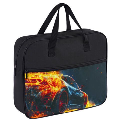 Папка на молнии с ручками BRAUBERG А4, 1 отделение, карман на молнии, 80 мм, Speed increase, 273312