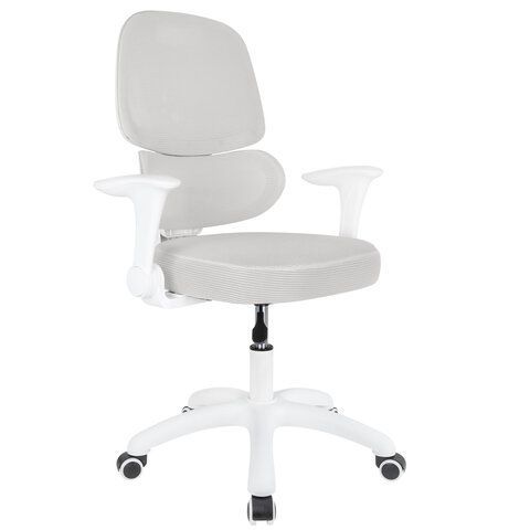 Кресло детское с поясничной поддержкой BRABIX KIDS "MG-225", сетка/ткань TW, серое, 533318