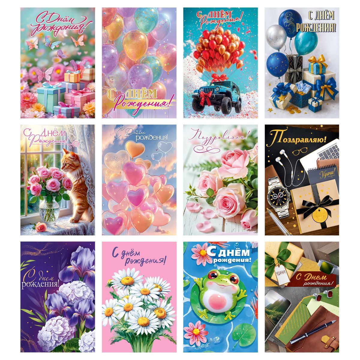 Открытка Горчаков ГК "Ассорти №22", 122*182мм, блестки, 12 дизайнов