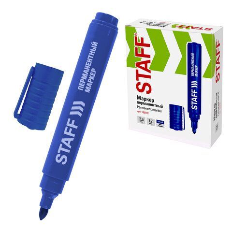 Маркер перманентный STAFF Basic PM-733, СИНИЙ, круглый наконечник 2,5 мм, 150732