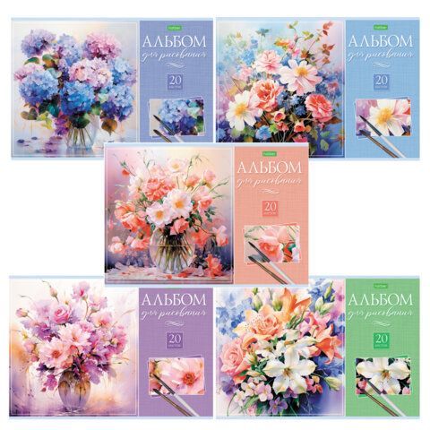 Альбом для рисования А4 20 л., скоба, обложка офсет, HATBER ECO, 205х290 мм, "Искусство букета", 085857, 20А4C