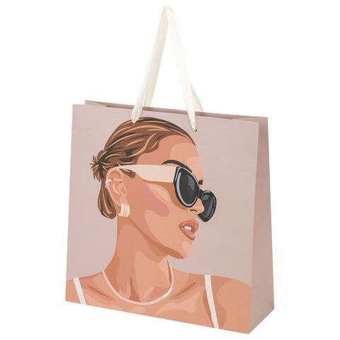 Пакет подарочный (1 штука) 30x10x30 см, "Beautiful Lady", ламинированный, ЗОЛОТАЯ СКАЗКА, 700860