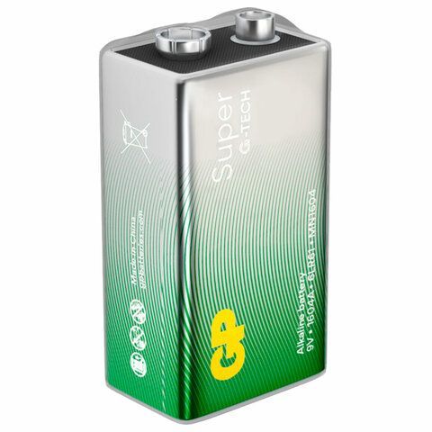 Батарейка GP Super, Крона (6LR61, 6LF22, 1604A), алкалиновая, 1 шт., в пленке, 1604A-5S1