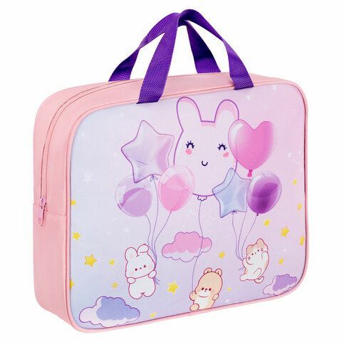 Папка на молнии с ручками BRAUBERG KIDS А4, 1 отделение, полиэстер, 80 мм, Dreamy clouds, 273314