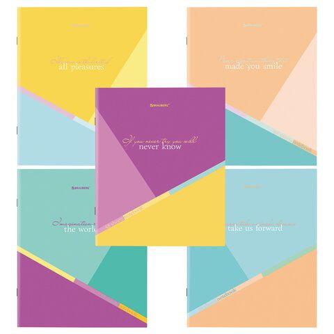 Тетрадь А5 48 л. BRAUBERG скоба, клетка, обложка картон, "Multicolor", 404361