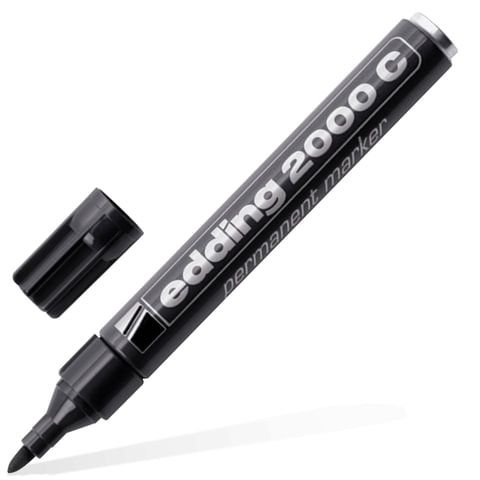 Маркер перманентный (нестираемый) EDDING 2000, ЧЕРНЫЙ, круглый наконечник, 1,5-3 мм, алюминиевый корпус, E-2000C/1, Е-2000/C001
