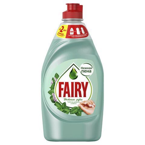 Средство для мытья посуды, 450 мл, FAIRY (Фейри) "Нежные руки", "Чайное дерево и мята" 