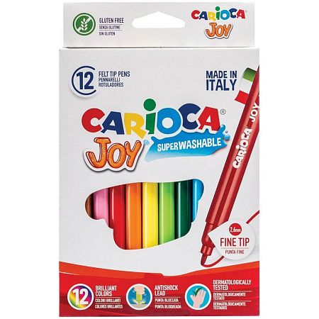 Фломастеры Carioca "Joy", 12цв., смываемые, картон, европодвес