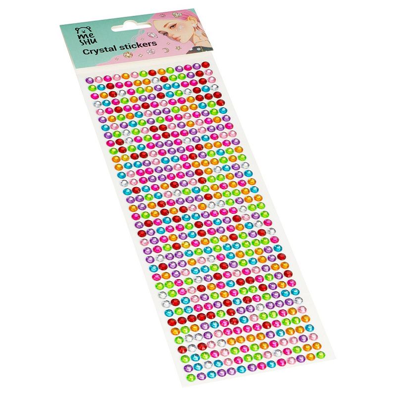 Стразы самоклеящиеся для творчества MESHU "Rainbow" 504 наклейки, инд. уп., европодвес