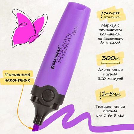 Набор текстовыделителей 12 ЦВЕТОВ на подставке, BRAUBERG "DELTA", линия 1-5 мм, 151737 