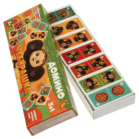 Игра настольная Домино, Умные игры "Чебурашка", картонная коробка
