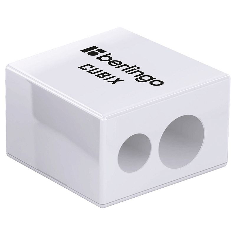 Точилка пластиковая Berlingo "Cubix" 2 отверстия, контейнер, ассорти 