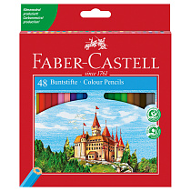 Карандаши цветные Faber-Castell "Замок", 48цв., шестигр.,заточ.+точилка, картон, европодвес