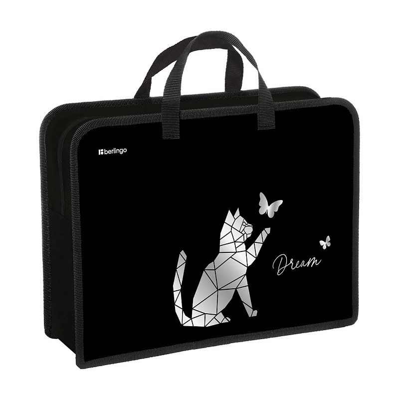 Папка с ручками 1 отделение, А4 Berlingo "Dream", 340*245*100мм, пластик, на молнии