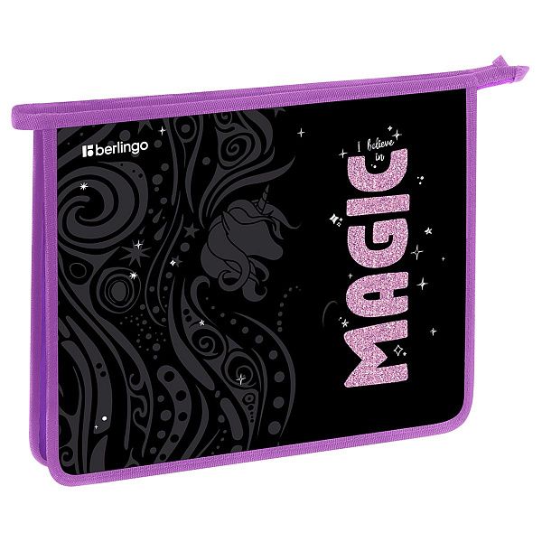 Папка для тетрадей 1 отделение, А5 Berlingo "Purple Magic", 240*205*40 мм, пластик, на молнии