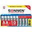 Батарейки КОМПЛЕКТ 10 шт., SONNEN Alkaline, АА (LR6, 15А), алкалиновые, пальчиковые, короб, 451086