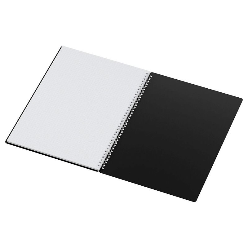 Тетрадь 80л., А4 клетка на гребне BG "Base", пластиковая обложка, черный