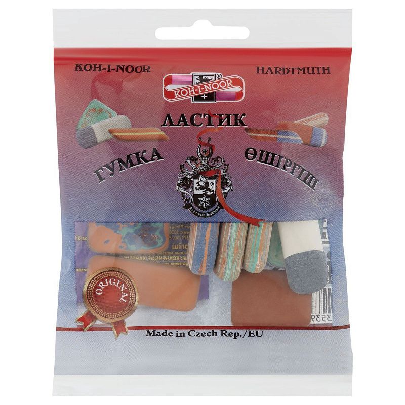 Набор ластиков Koh-I-Noor, 50г., овальный, комбинированный, натуральный каучук, европодвес