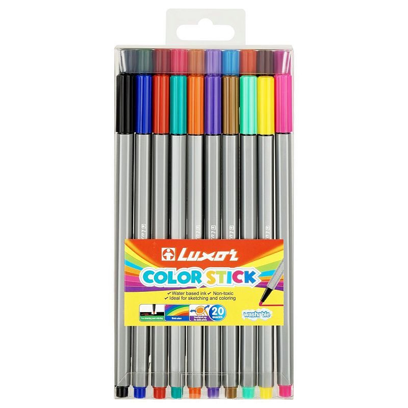 Фломастеры Luxor "Color Stick", 20цв., смываемые, ПВХ, европодвес