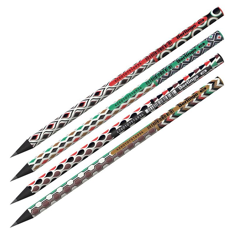 Карандаш ч/г Berlingo "Arcade" HB, круглый, черное дерево, заточен 