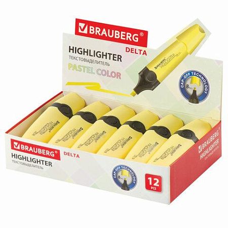 Текстовыделитель BRAUBERG "DELTA PASTEL", ВАНИЛЬ, линия 1-5 мм, 151729 